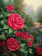 unknow artist Red Roses in Garden oil painting